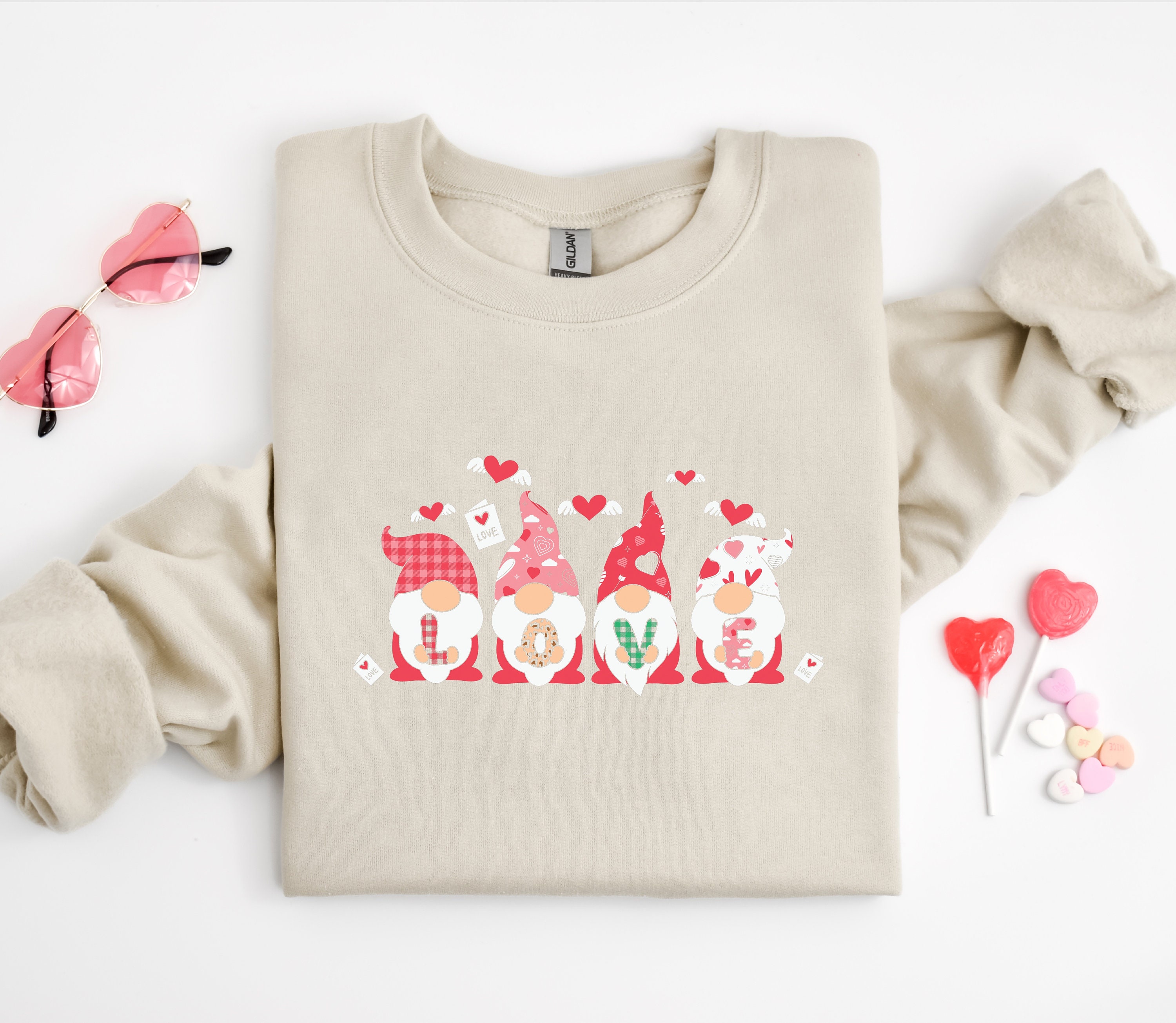 Discover Love Gnome Sweatshirt, Gnome Shirt for Women, Valentine's Gnomes Sweatshirt
