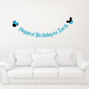 Happiest Birthday on Earth Banner | Vintage Disney | Retro Disney | Birthday Banner