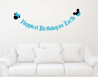 Happiest Birthday on Earth Banner | Vintage Disney | Retro Disney | Birthday Banner