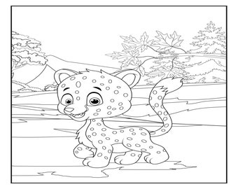 15 Colouring Pages, Kids Colouring Book, Leopard Colouring Pages, Digital Download, Kids Activity, Adult Colouring Book, Fantasy Colouring