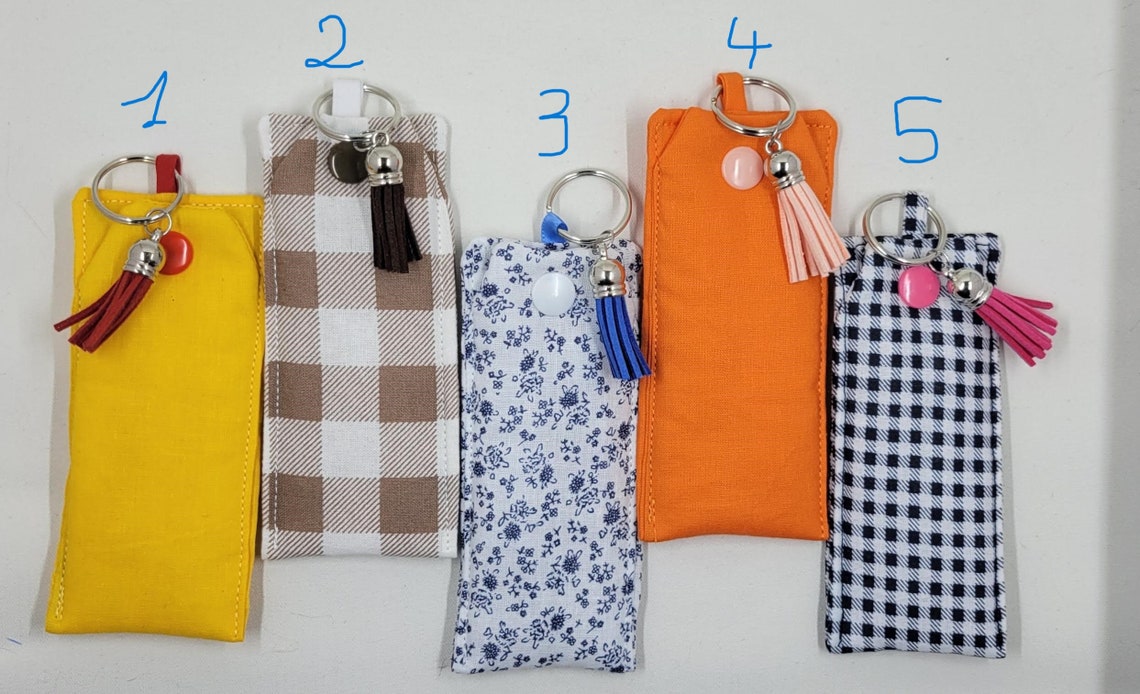 Chapstick Keychain Holder, Chapstick Holder, Fabric Chapstick Holder ...