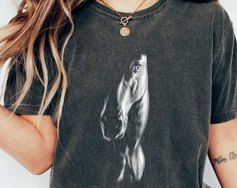Horse Graphic Tee | Comfort Colors Shirt | Minimalist Equestrian Gift, Western Top, Horse Girl Outfit