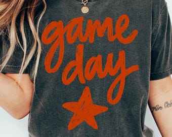 Game Day Star Comfort Colors T-Shirt, Retro Team Spirit Graphic