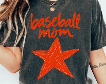 All Star Baseball Mom Comfort Colors T-Shirt, Game Day Graphic