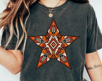 Southwestern Arrow Star Comfort Colors T-Shirt, Bold Geometric Western Art