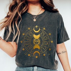 Comfort Colors Moon Phase Shirt: Witchy Tarot Tee | Retro Boho Astrology Gift for Her