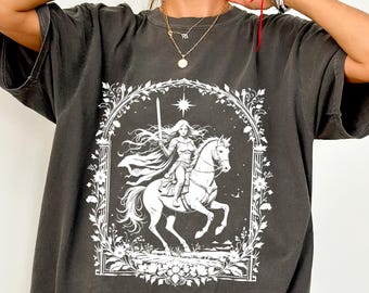 Comfort Colors Knightcore - Female Knight - Warrior Maiden - Horse and Rider - Renaissance - Medieval - Fantasy Shirt