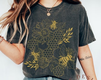 Comfort Colors Bee T-Shirt: Gold Design, Save The Bees