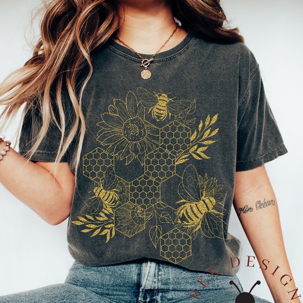 Comfort Colors Bee Tshirt, Save The Bees Shirt, Bee Tee, Bee Shirt, Gold Design Bee Lover Gift