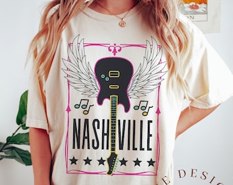 Comfort Colors Nashville Guitar Graphic Tee: Music City Shirt
