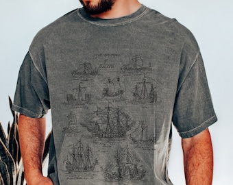 Vintage Ship T-Shirt: Nautical Sailing Design, Comfort Colors Tee