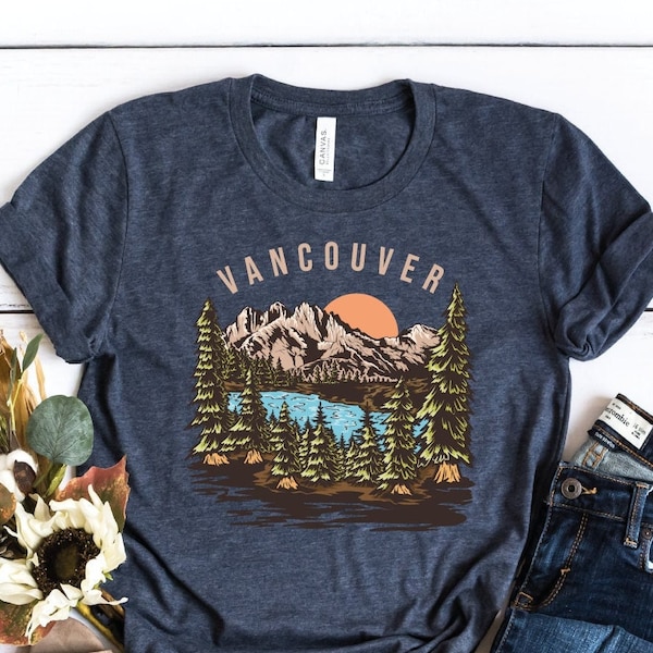 Vancouver Tshirt, Canada British Columbia Vancouver Print Shirt, Vancouver Canada Travel Gift, Vancouver Mountains T Shirt BCVNCVRCND