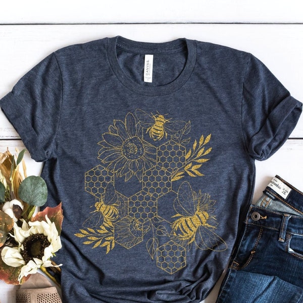 Bee Shirt, Bee Tshirt, Save The Bees Shirt, Bee Shirts For Women, Honey Bee Shirt, Honeycomb Shirt BCBEES1