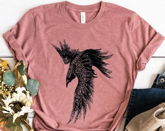 Norse Mythology Crow T Shirt, Pagan Clothing Bird Shirt, Crow Raven Pagan T Shirt, Gothic T Shirt