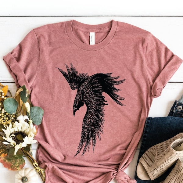 Norse Mythology Crow T Shirt, Pagan Clothing Bird Shirt, Crow Raven Pagan T Shirt, Gothic T Shirt