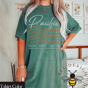 Pacific Ocean Retro Surf Shirt Comfort Colors Minimalist Wave Graphic Coastal Beach Tee bild 6