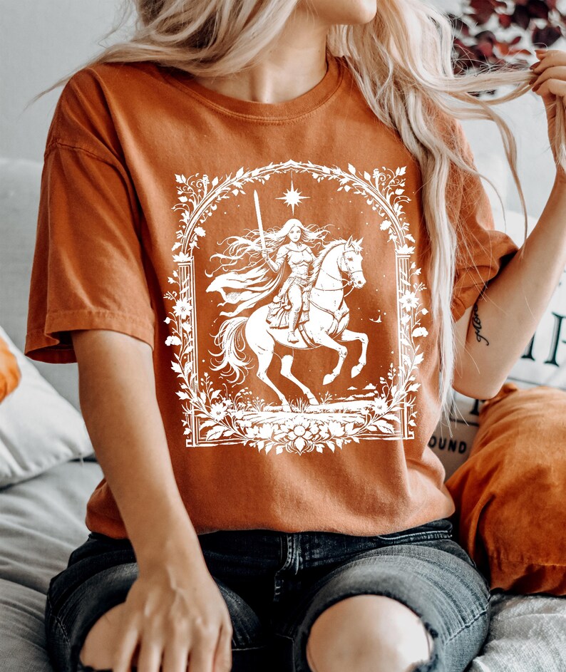 Comfort Colors Knightcore - Female Knight - Warrior Maiden - Horse and Rider - Renaissance - Medieval - Fantasy Shirt image 9
