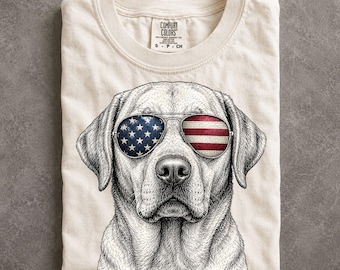 Labrador Retriever American Flag Shirt Veteran Gift USA Pride Tee