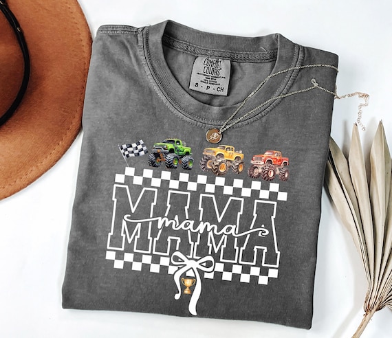 Monster Truck Mama Coquette Bow Racing Shirt Comfort Colors Boy Mom Tee