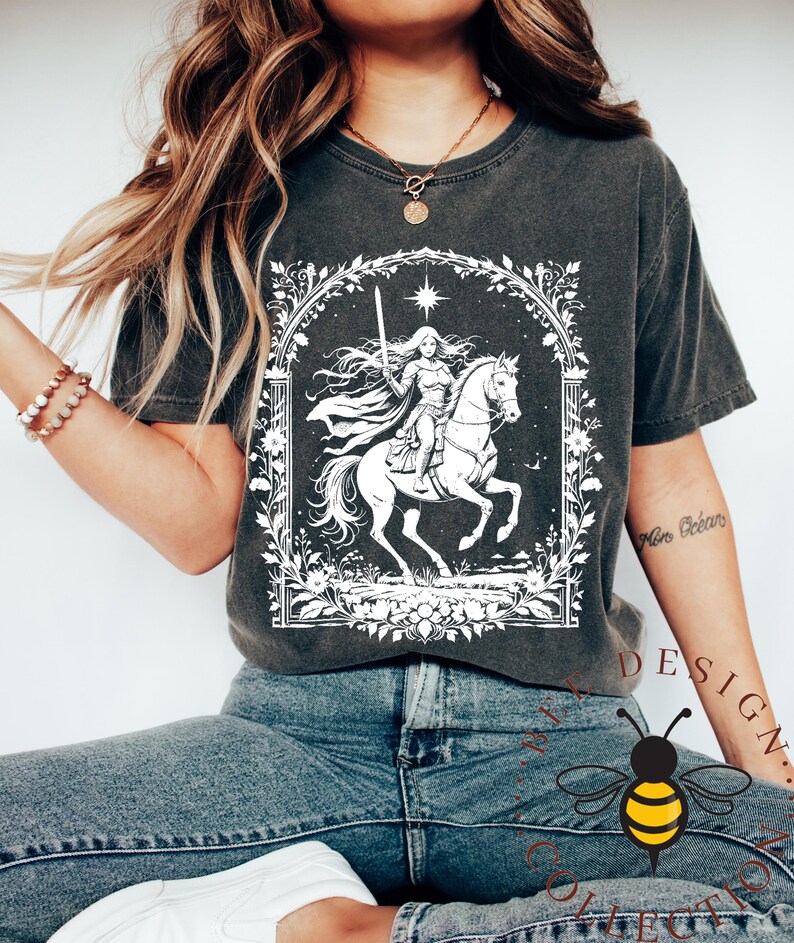 Comfort Colors Knightcore - Female Knight - Warrior Maiden - Horse and Rider - Renaissance - Medieval - Fantasy Shirt image 7