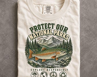Fishing National Park Tshirt Vintage Retro Angler Graphic Tee Outdoor Souvenir