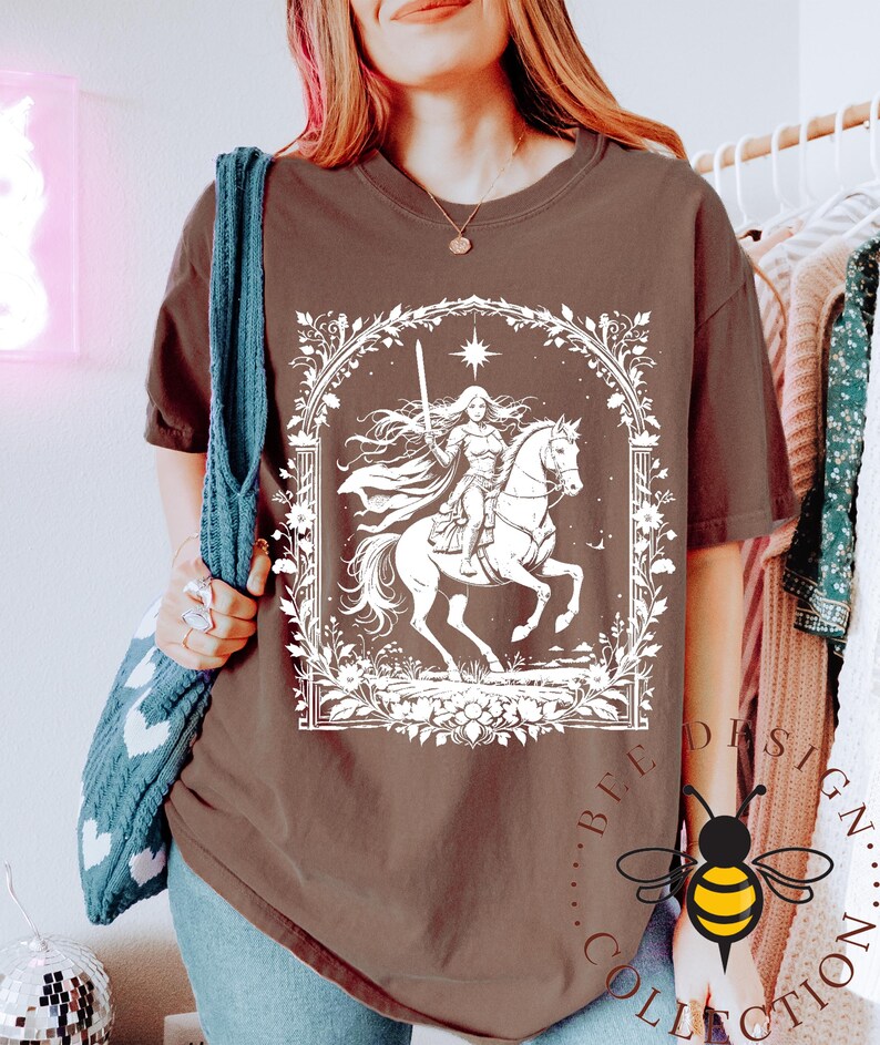 Comfort Colors Knightcore - Female Knight - Warrior Maiden - Horse and Rider - Renaissance - Medieval - Fantasy Shirt image 4