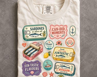 Sardine Tin Graphic Tee Tinned Fish Foodie Gift Comfort Colors Shirt