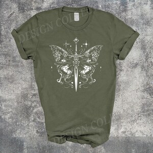 Vintage Faded Castlecore Medieval Knight T-Shirt | Armor & Moth Wings Design T-shirt