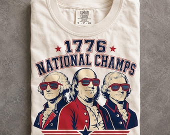 Camiseta de los Padres Fundadores de los Campeones Nacionales del 4 de julio de 1776, divertida, patriótica, con colores cómodos, regalo del 250 aniversario de Estados Unidos.
