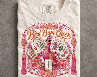 Bird Bam Cheers Mahjong Gift Shirt One Bamboo Tile Graphic Tee
