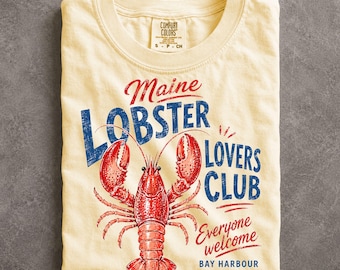 Comfort Colors Maine Lobster Lovers Club Vintage Coastal Beach Summer T-Shirt