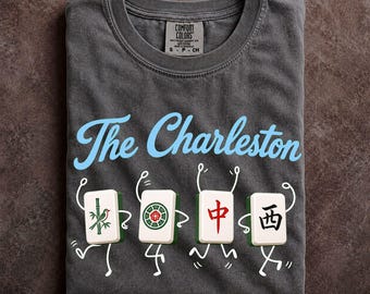Mahjong Charleston Shirt American Mahjong Game Night Apparel Dancing Tiles Graphic Comfort Colors Tee
