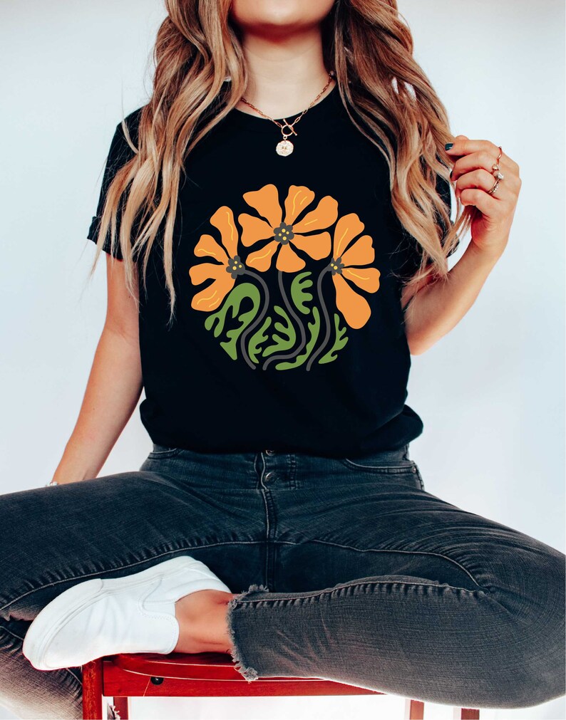 Retro Flower Shirt: Hippie Floral Power, Groovy Vibes afbeelding 2