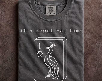 Mahjong Player Gift Bam Time Bamboo Tile Shirt Game Room Clothing