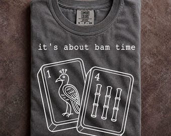 Bam Time Mahjong Shirt Social Game Night Apparel Bamboo Suit Graphic Tee