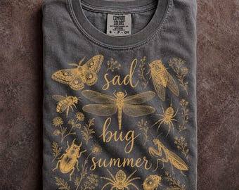 Sad Bug Summer Shirt Comfort Colors Entomology Insect Graphic Tee Vintage Nature Top