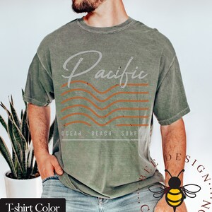 Pacific Ocean Retro Surf Shirt Comfort Colors Minimalist Wave Graphic Coastal Beach Tee bild 9