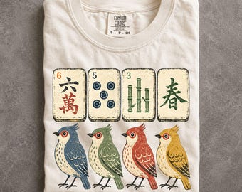 Mahjong Mama Gift Shirt, Vintage Bird Bam Tile Tee, Retro Game Lover Present for Her