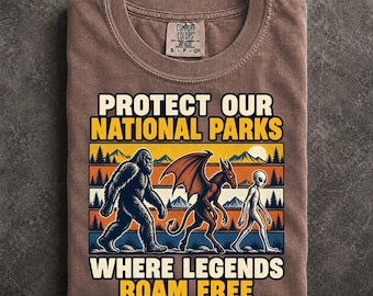 Protect Our National Parks Alien and Bigfoot Cryptid Comfort Colors T-Shirt