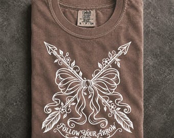 Women’s Archery Comfort Colors T-Shirt, Floral Bow and Arrow Gift