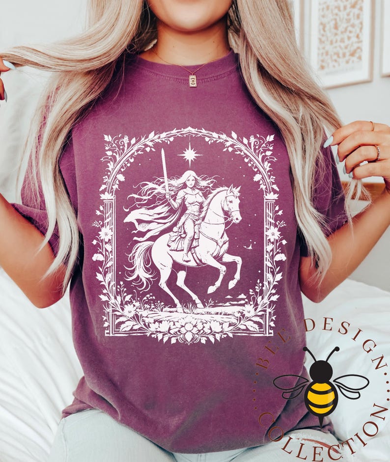 Comfort Colors Knightcore - Female Knight - Warrior Maiden - Horse and Rider - Renaissance - Medieval - Fantasy Shirt image 6