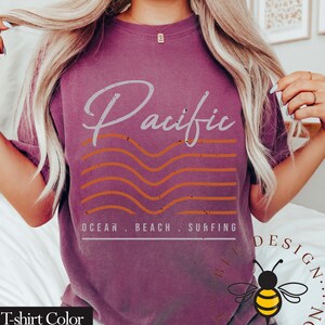 Pacific Ocean Retro Surf Shirt Comfort Colors Minimalist Wave Graphic Coastal Beach Tee bild 5