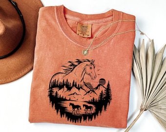 Western Horse Graphic Tee: Comfort Colors Country Girl Shirt