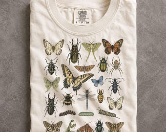 Vintage Insect Shirt Comfort Colors Entomology Graphic Tee Dark Academia Aesthetic Nature Top