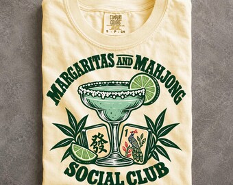Margaritas And Mahjong Comfort Colors Shirt, Vintage Social Club Game Night Gift