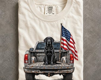 Black Lab Tailgate Comfort Colors T-Shirt, Rustic Americana Pickup Art