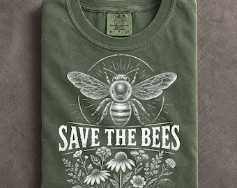 Comfort Colors Wildflower Bee Shirt Cottagecore Botanical Illustration Tee Nature Lover Gift