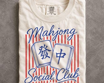 Comfort Colors Mahjong Social Club Retro Game Night Shirt Vintage Tile Graphic Tee