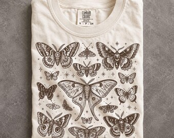 Vintage Moth Comfort Colors Shirt Cottagecore Nature Butterfly Graphic Tee