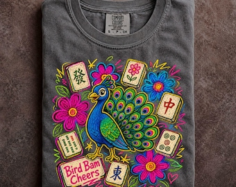 Comfort Colors American Mahjong Bird Bam Cheers Peacock Shirt Game Night Social Club Apparel